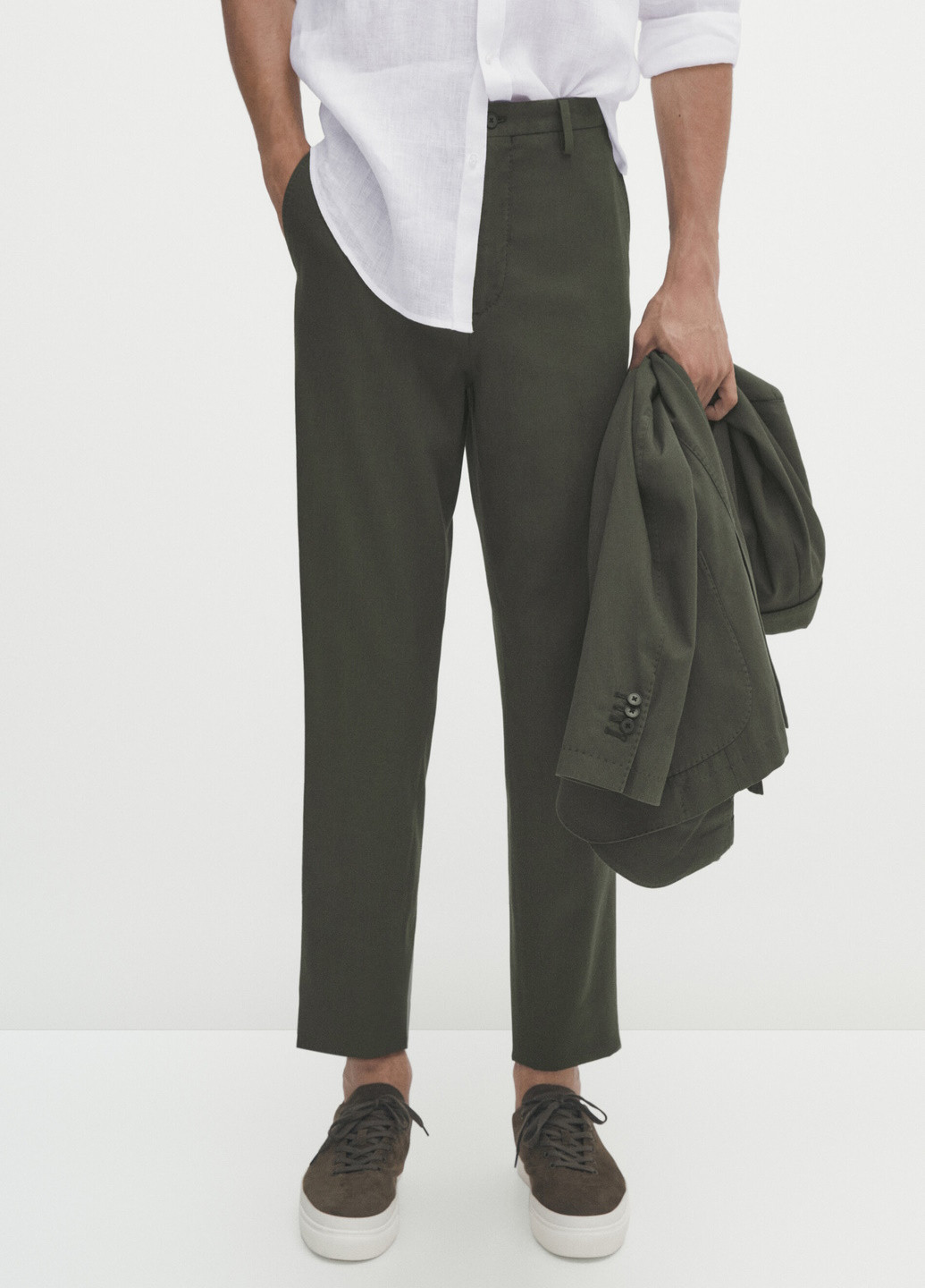 Зеленые классические демисезонные брюки Massimo Dutti