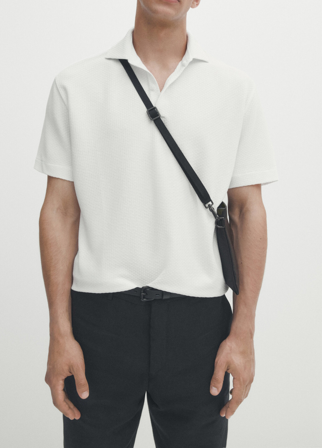 Белая футболка-поло для мужчин Massimo Dutti