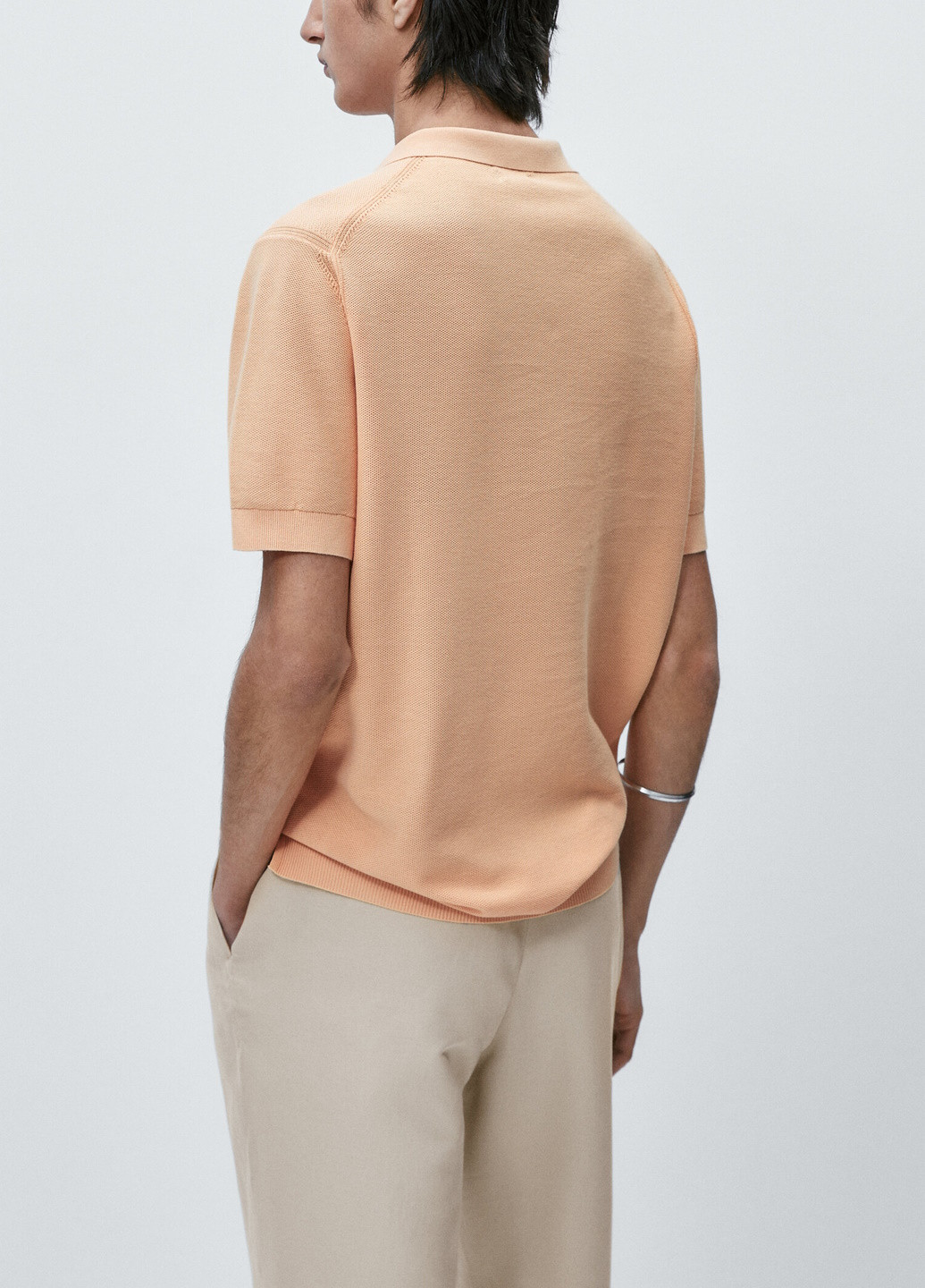 Персиковая футболка-поло для мужчин Massimo Dutti