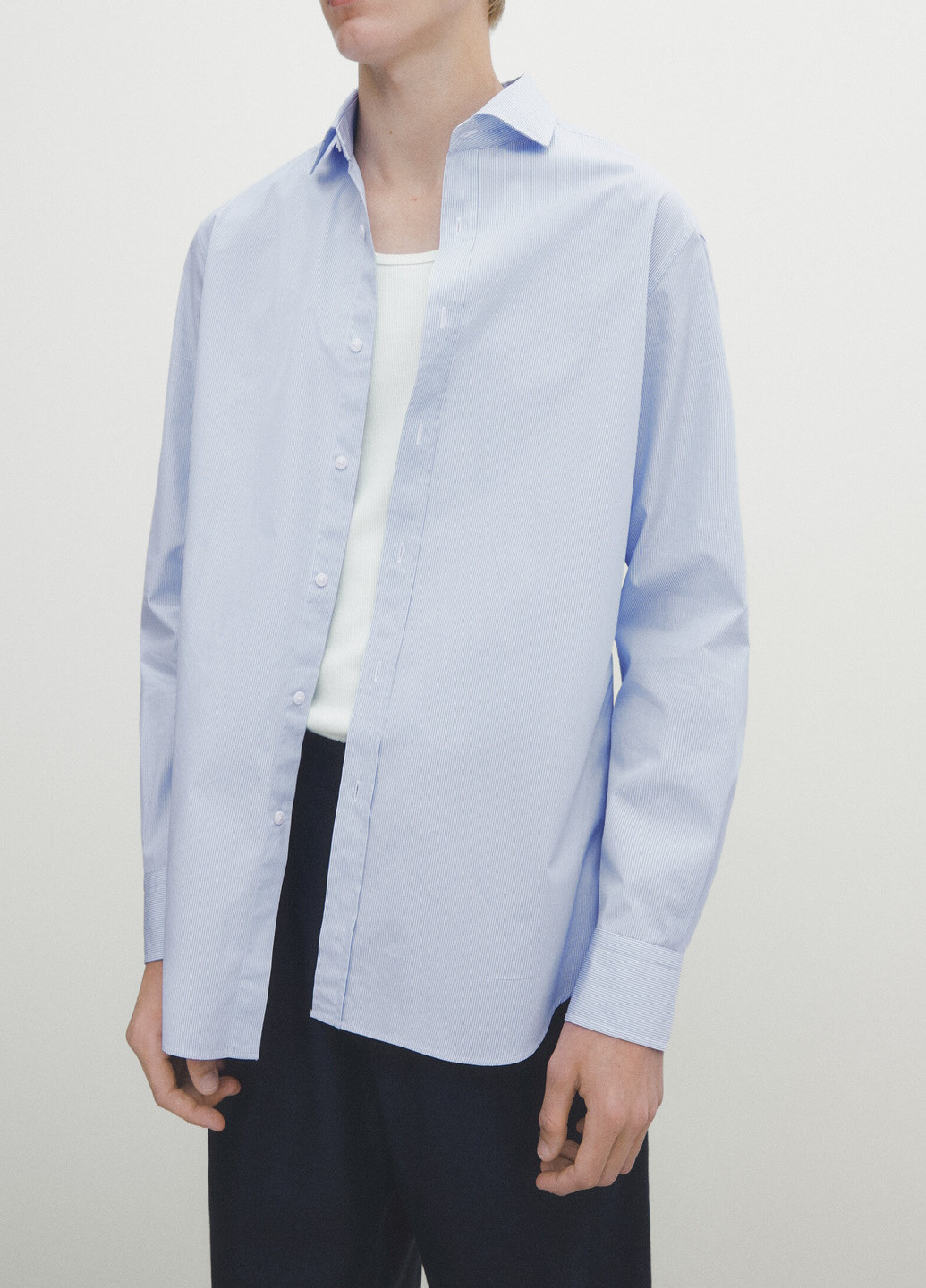 Голубой классическая рубашка Massimo Dutti