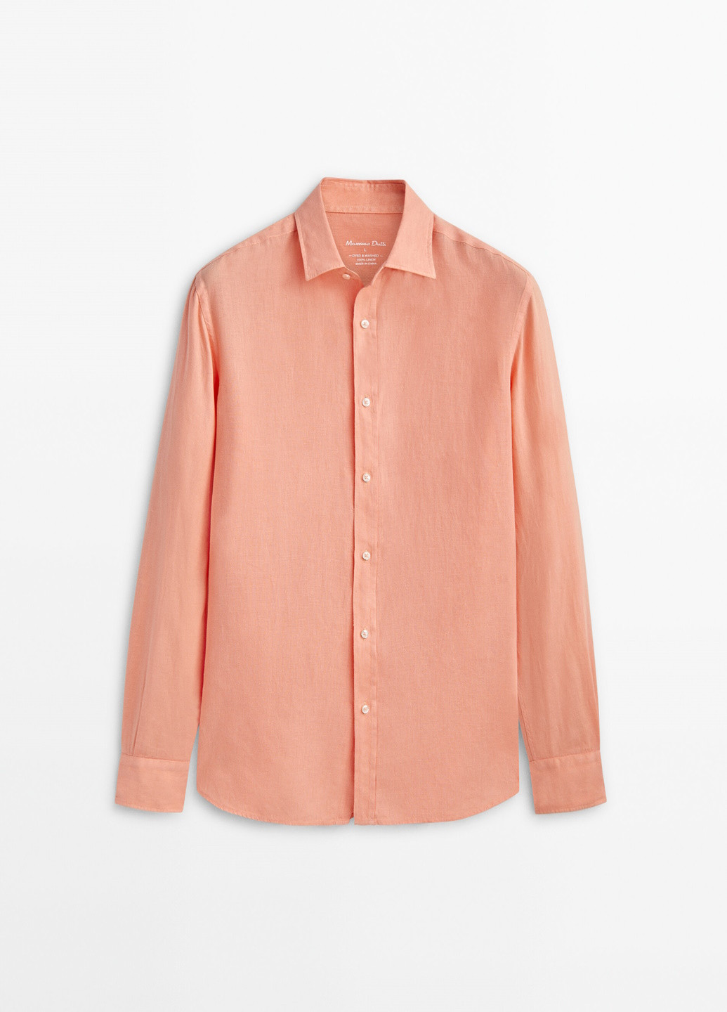 Персиковая классическая рубашка Massimo Dutti