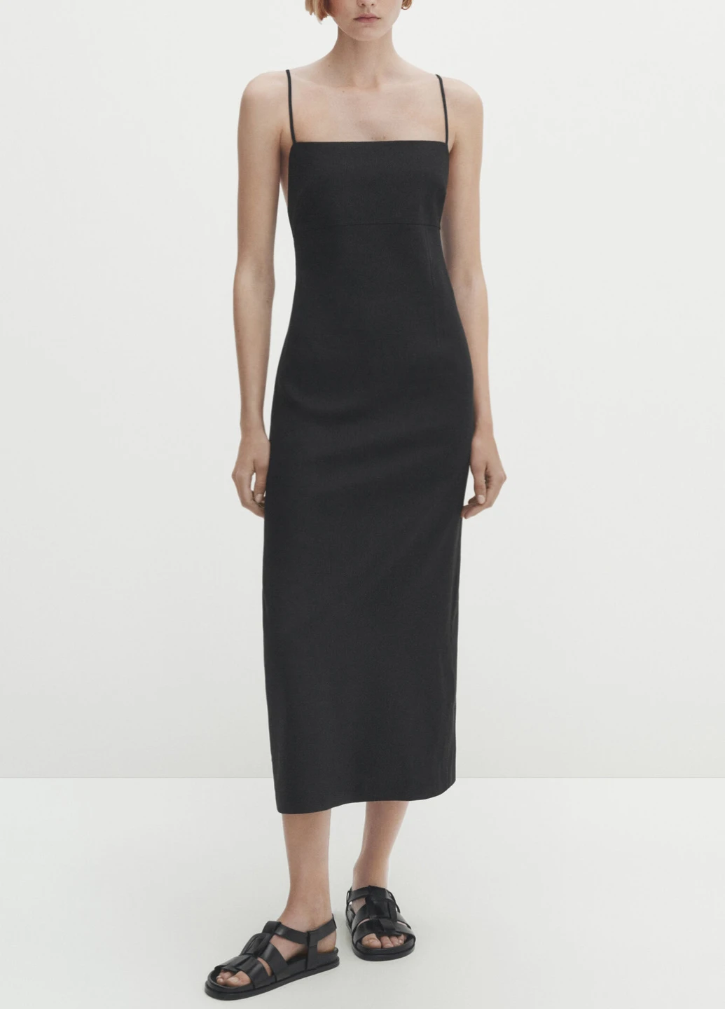 Чорна вечірня сукня Massimo Dutti однотонна
