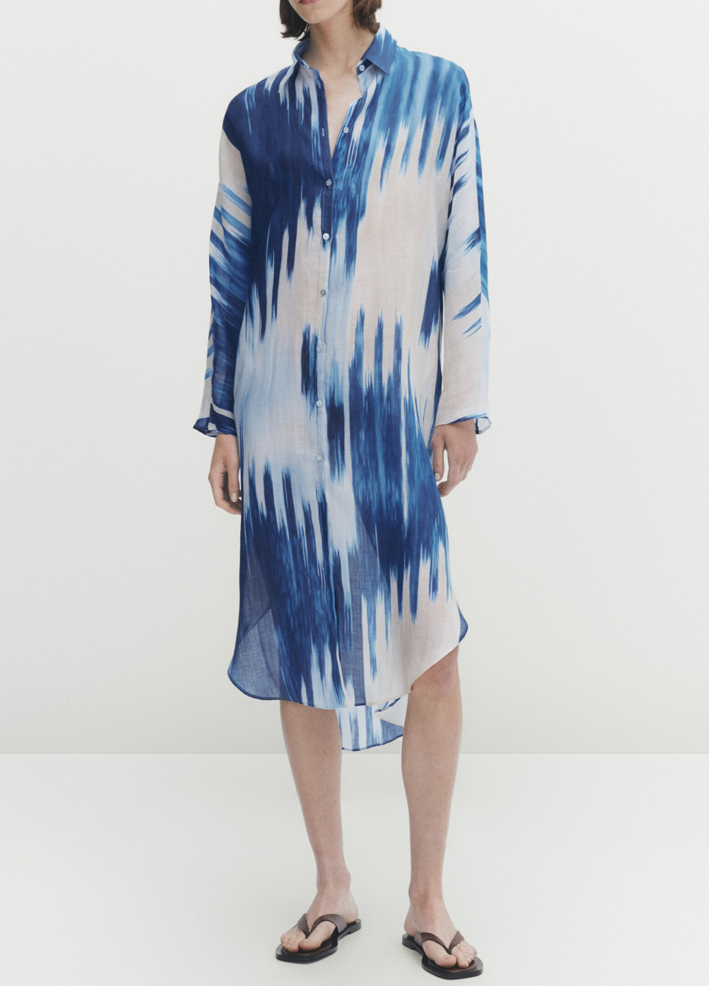 Комбинированное повседневный платье Massimo Dutti с абстрактным узором