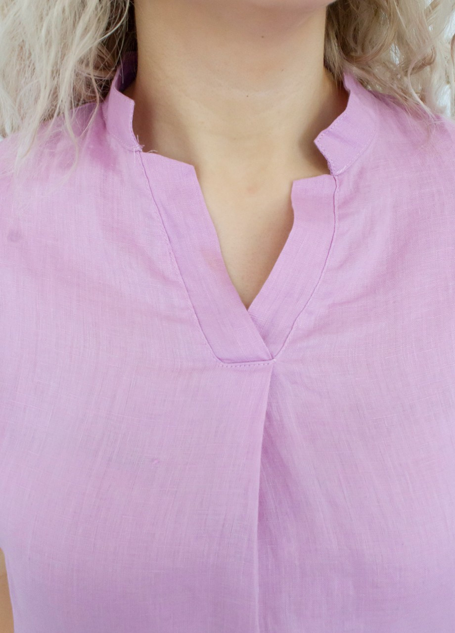 Розовая летняя блуза женская розовая льняная без рукавов тонкая JEANSclub Прямая