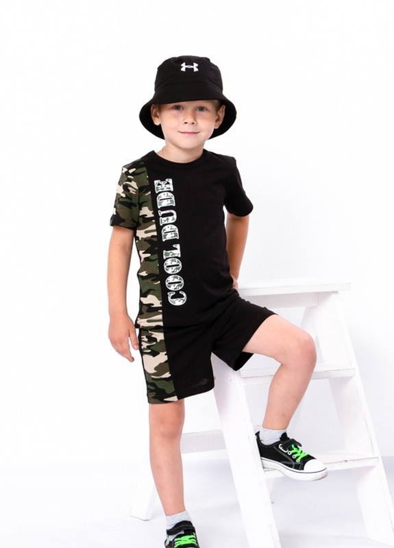 Черный демисезонный комплект для хлопчика (футболка+шорти) чорний носи своє (6374-002-33-v0) Носи своє