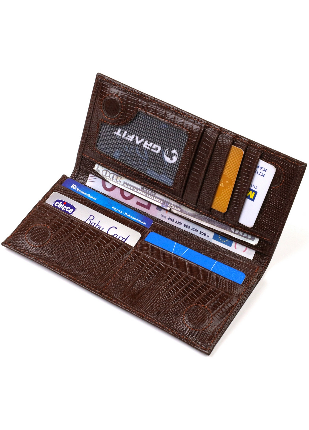 Чоловічий шкіряний гаманець 9,2х18,8х1 см Canpellini (259923670)