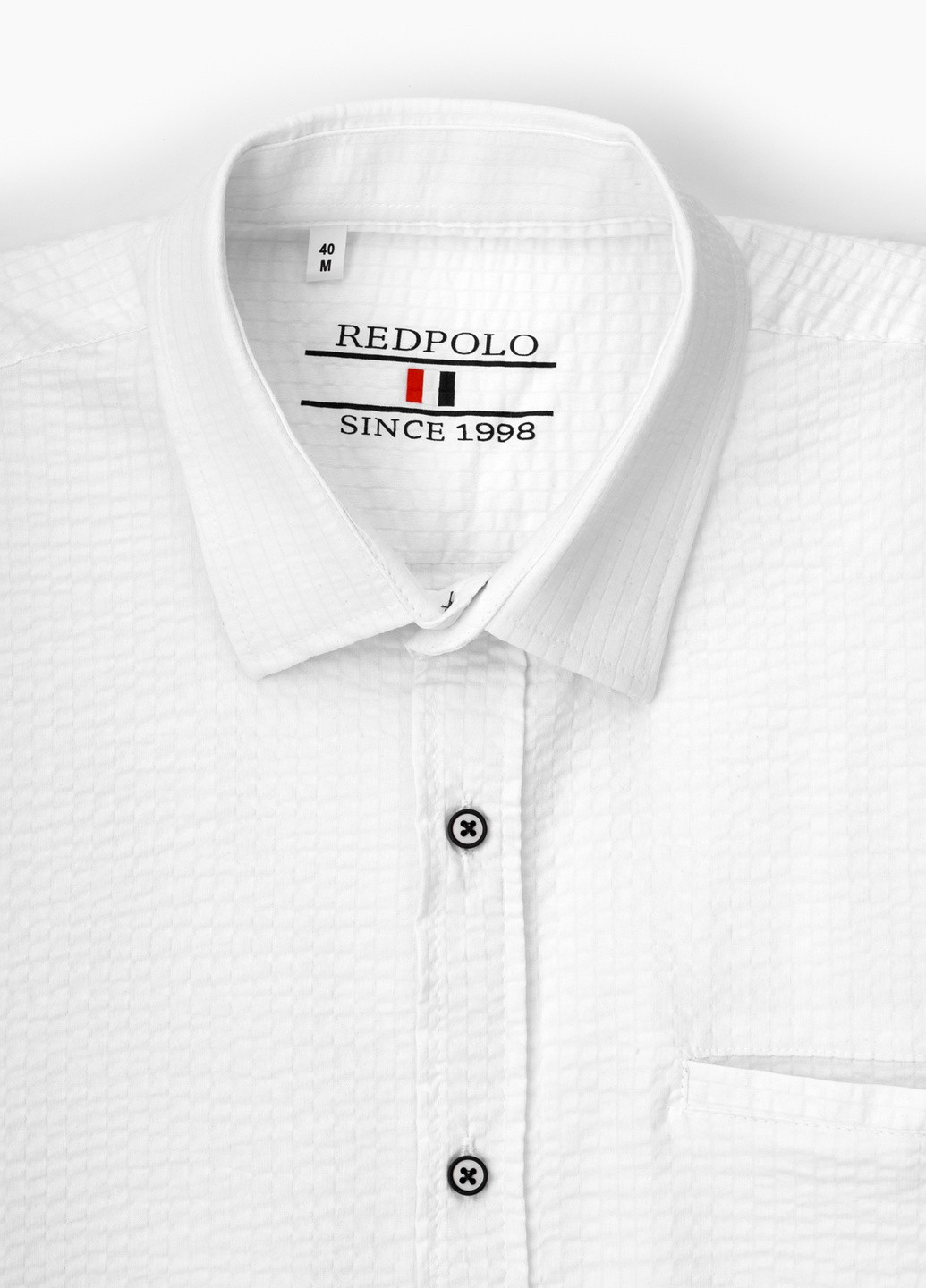 Белая повседневный рубашка однотонная Redpolo