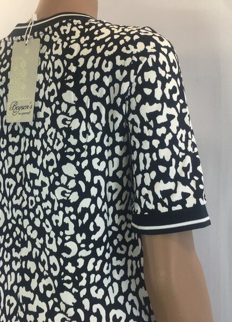 Черно-белое кэжуал платье No Brand с абстрактным узором