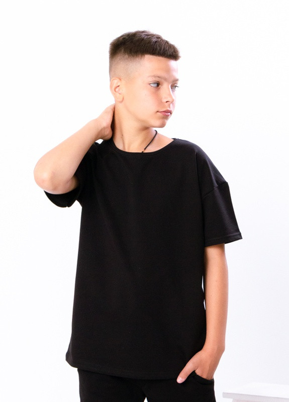 Чорна літня футболка хлопчика (підліткова) чорний носи своє (6263-057-v11) Носи своє