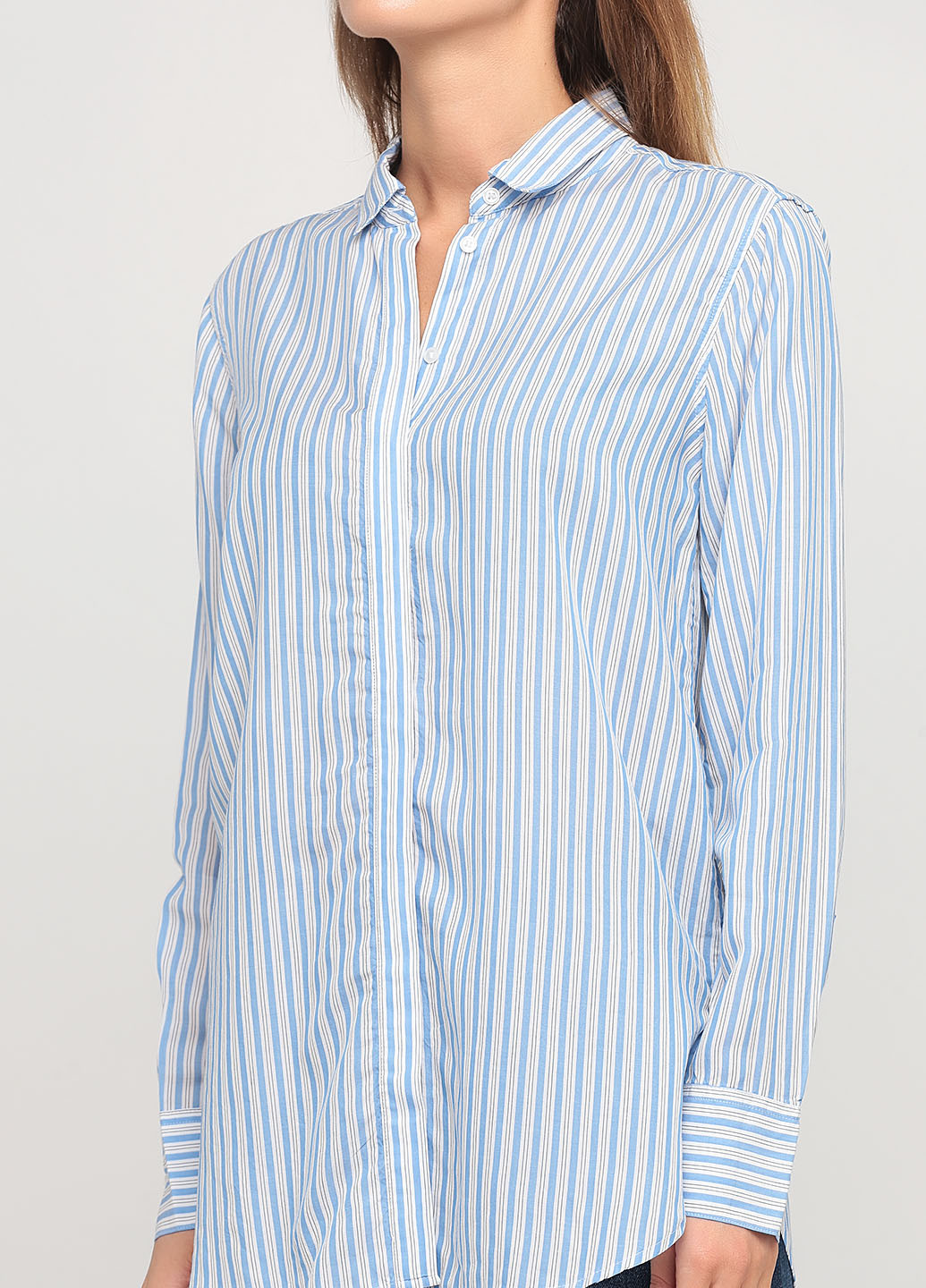 Голубой кэжуал рубашка в полоску Banana Republic