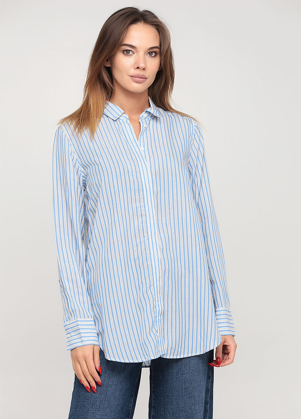 Голубой кэжуал рубашка в полоску Banana Republic