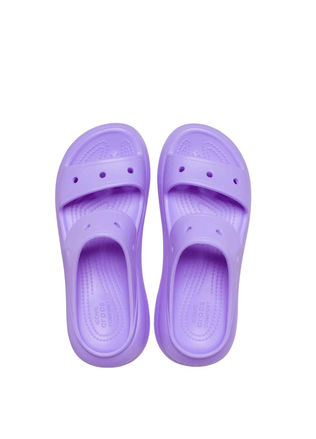 Фиолетовые сандалии на высокой платформе Crocs на высоком каблуке