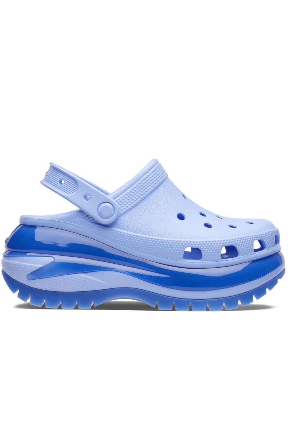 Голубые сабо на высокой платформе Crocs на высоком каблуке