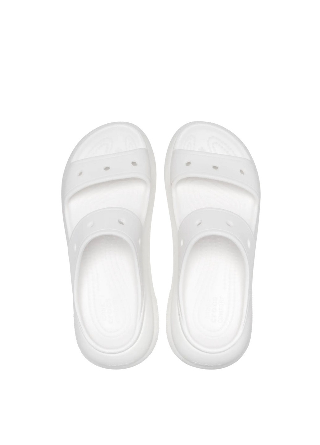 Белые сандалии на высокой платформе Crocs на высоком каблуке