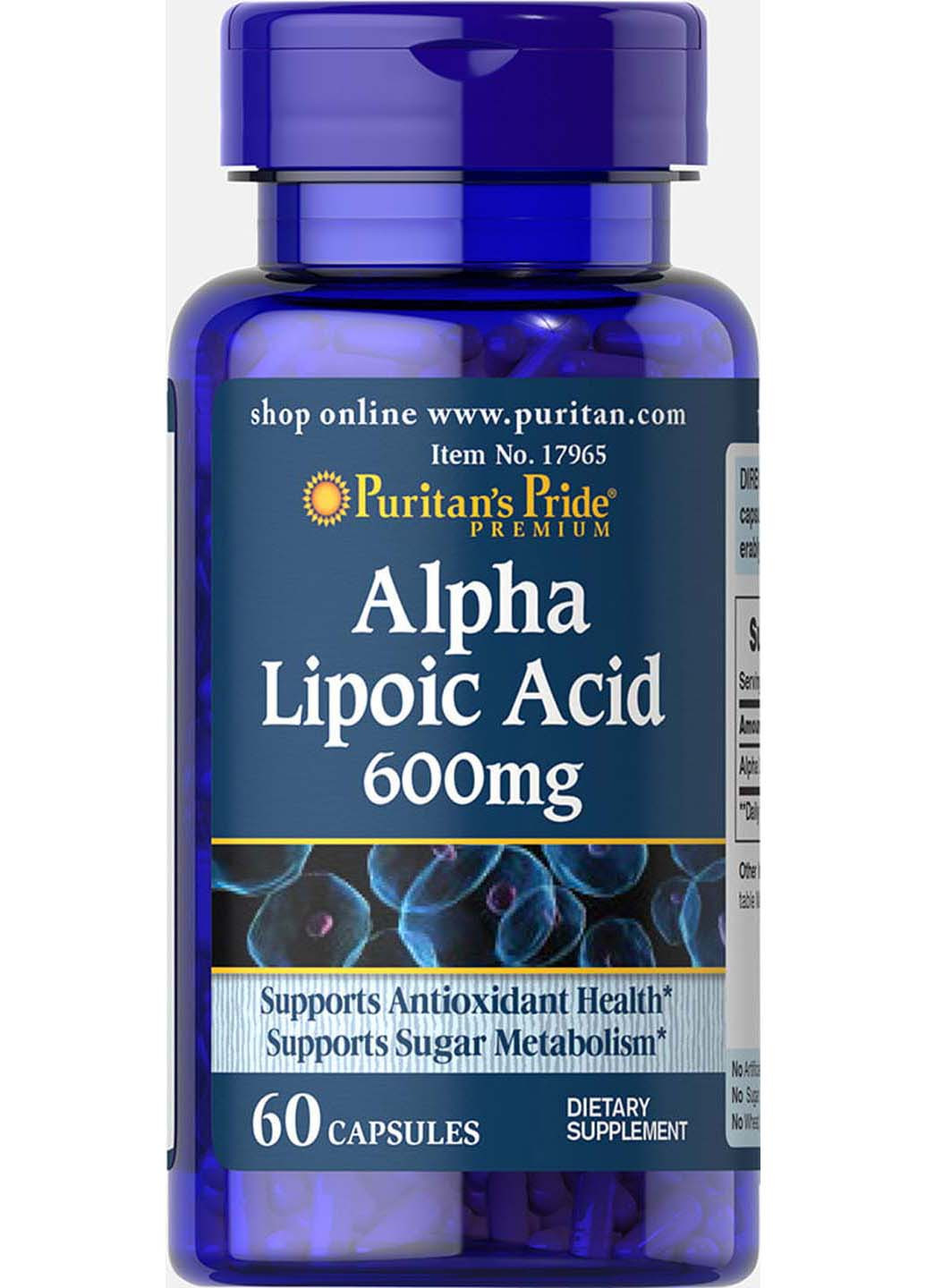 Альфа-ліпоєва кислота 600 мг 60 капсул Puritans Pride (259944880)