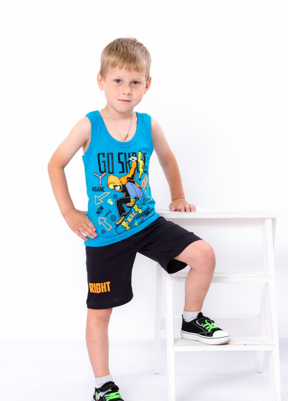 Бирюзовый летний комплект для хлопчика (борцовка+шорти) бірюзовий носи своє (6109-001-33-1-v2) с шортами Носи своє
