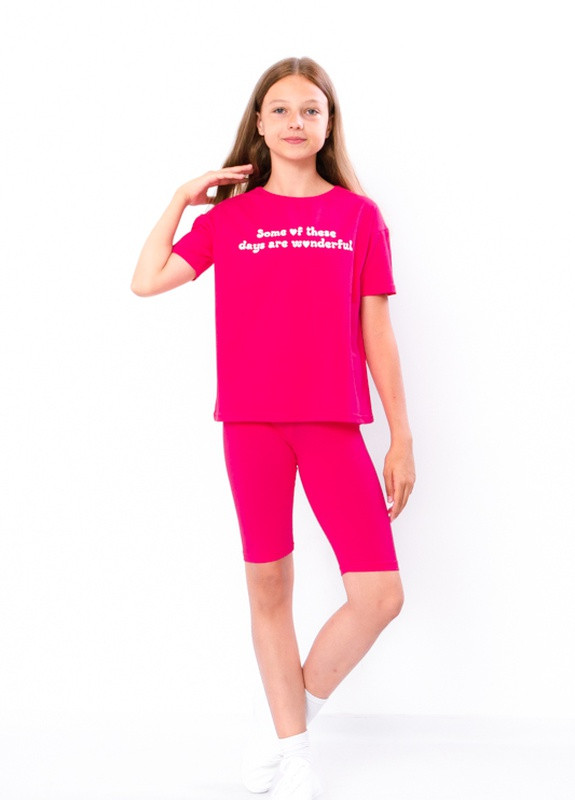 Рожевий літній комплект для дівчинки підлітковий (футболка+велосипедки) малиновий носи своє (6337-036-33-1-v5) з шортами Носи своє