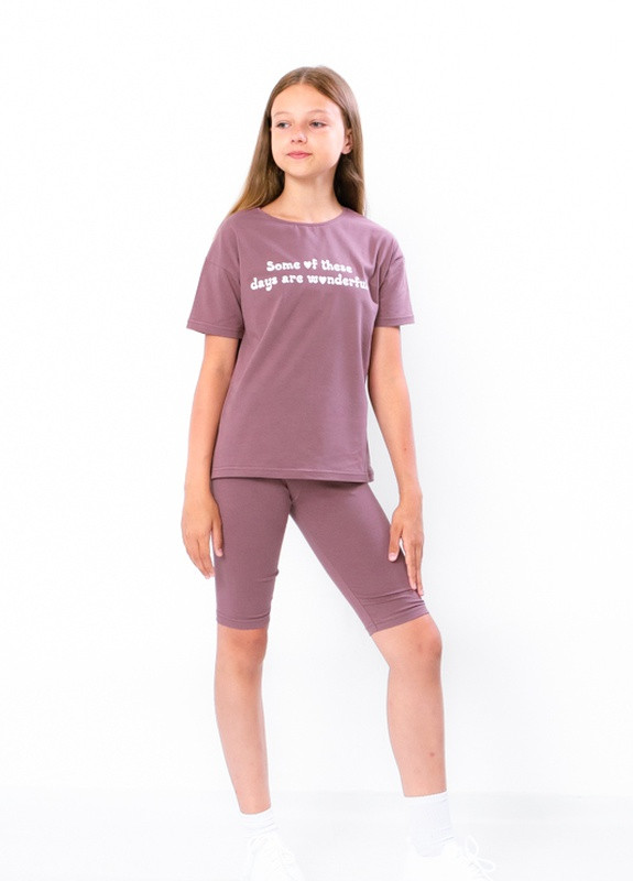 Фіолетовий літній комплект для дівчинки підлітковий (футболка+велосипедки) фіолетовий носи своє (6337-036-33-1-v4) з шортами Носи своє
