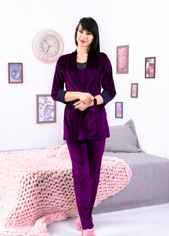 Фиолетовая всесезон комплект жіночий фіолетовий носи своє (8258-082-v20) рубашка + топ + брюки Носи своє
