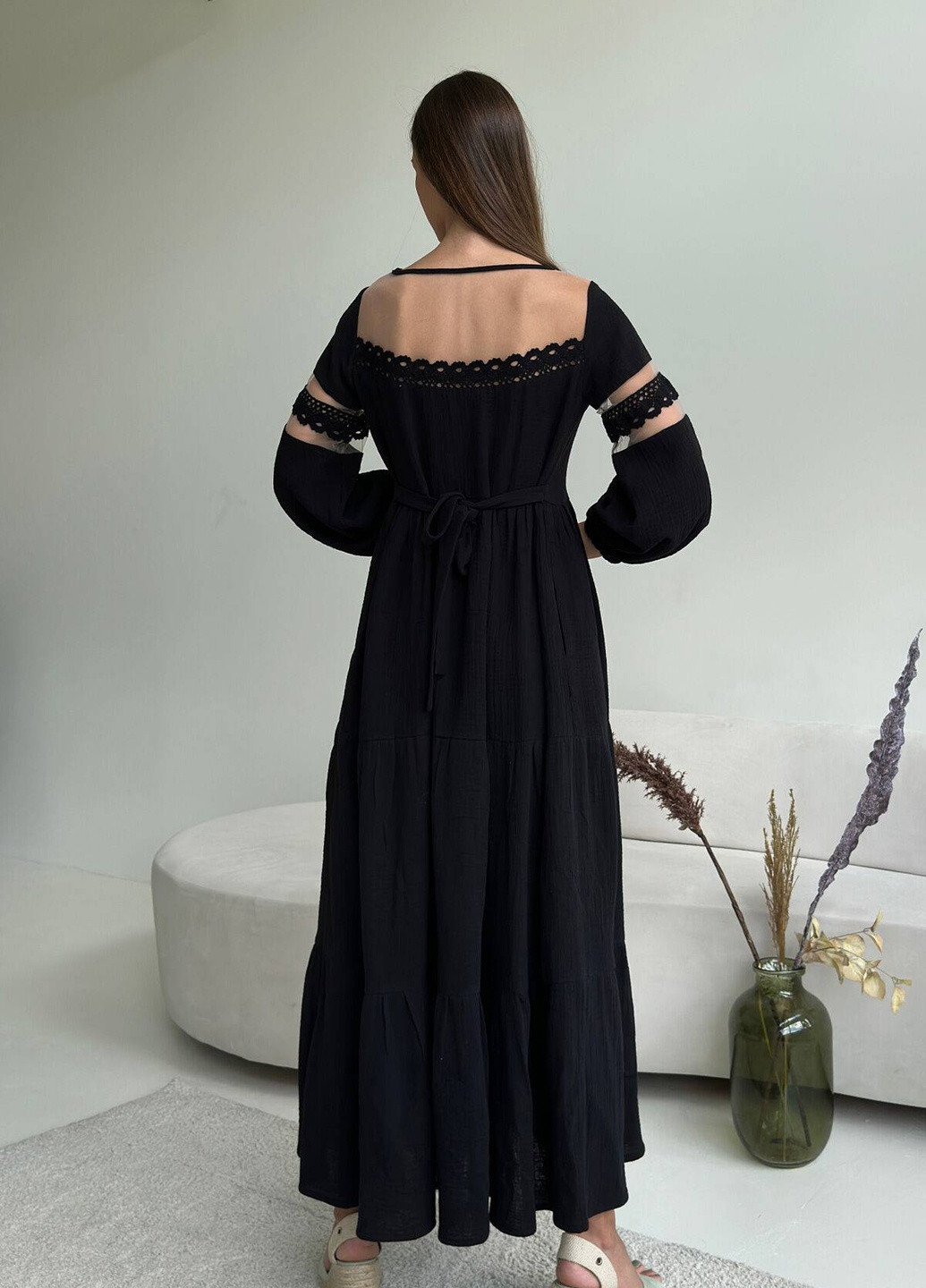 Чорна повсякденний сукня Liton однотонна