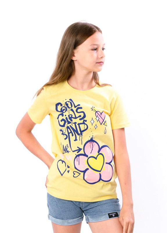 Желтая летняя футболка для дівчинки (підліткова) жовтий носи своє (6021-001-33-2-v6) Носи своє