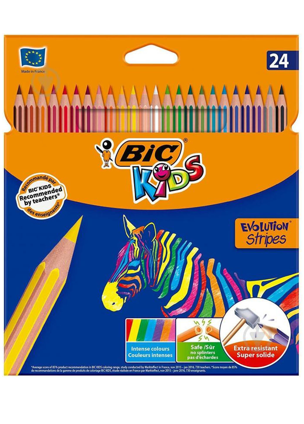 Карандаши цветные evolution stripes (24 цвета) Bic 3086123499133 (259967222)