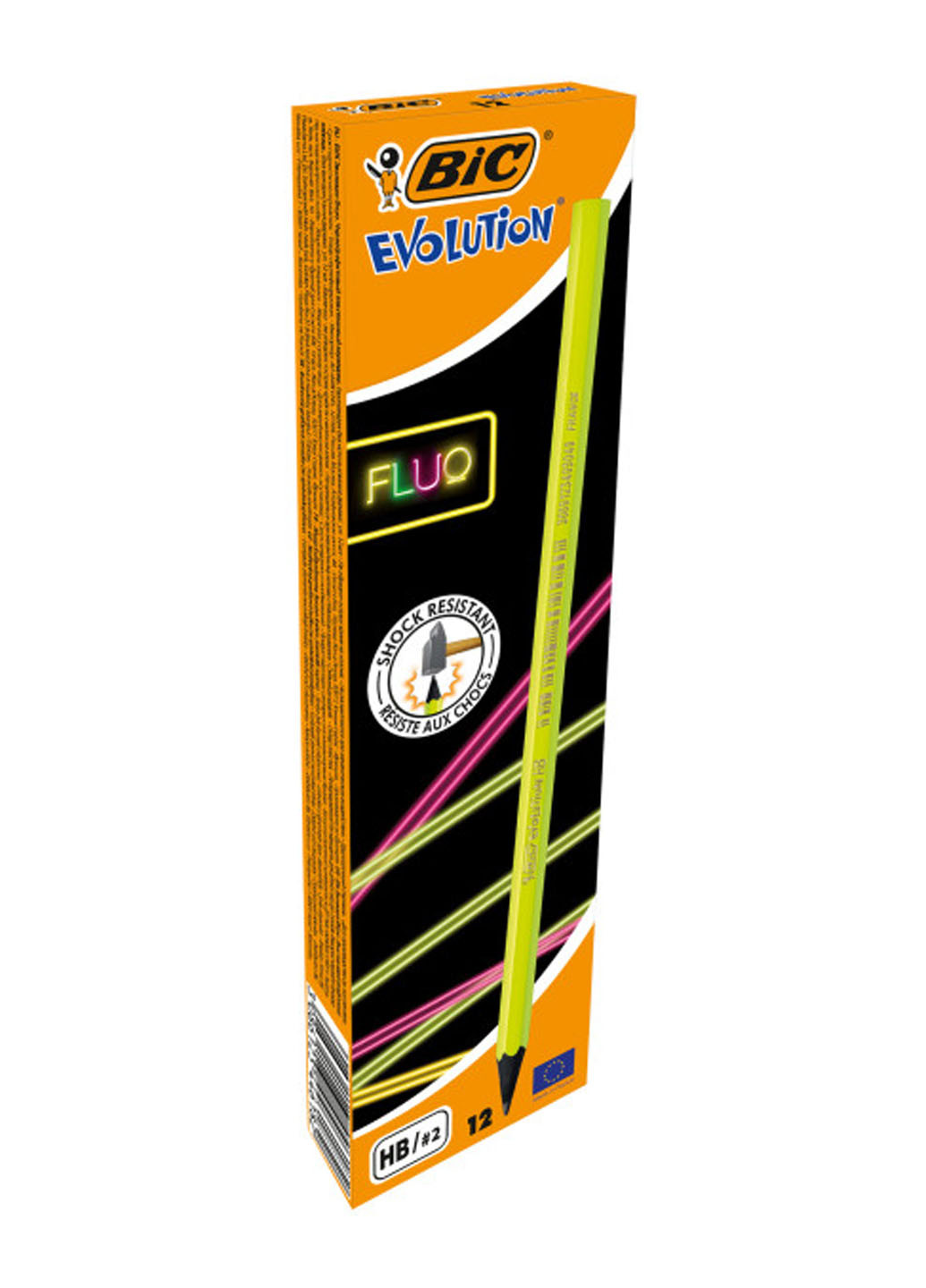 Набір олівців чорнографітних шестикутних Evolution Fluo HB 4 цвета (12шт) Bic 3086123446182 (259967237)