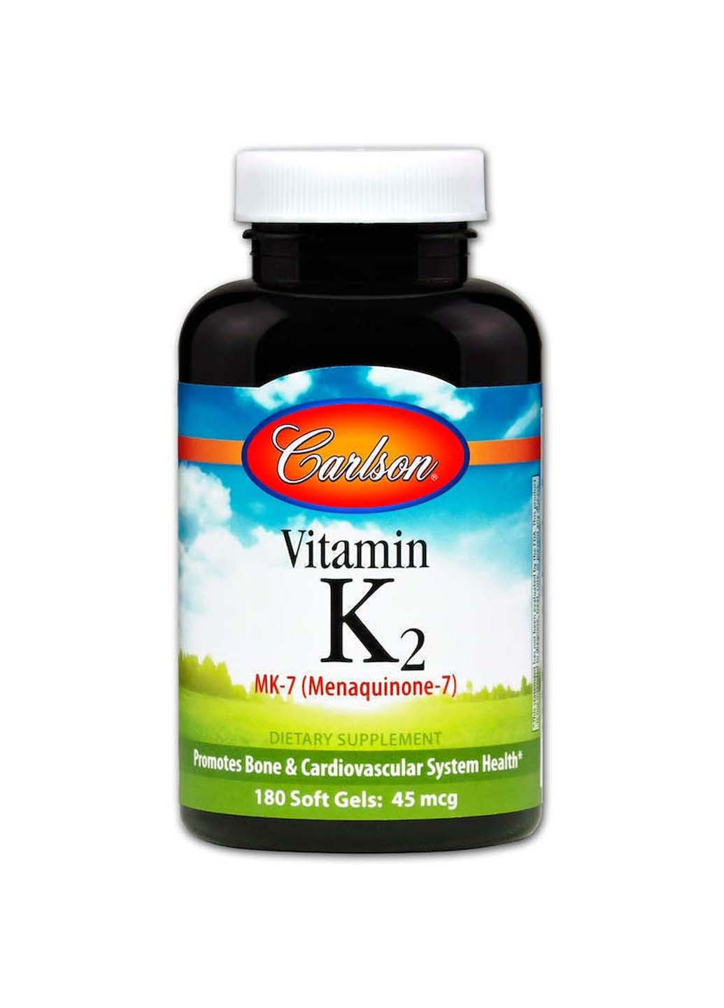 Вітамін К-2 менахінон Vitamin K2 MK-7 45 мкг 180 гелевих капсул Carlson Labs (260008352)