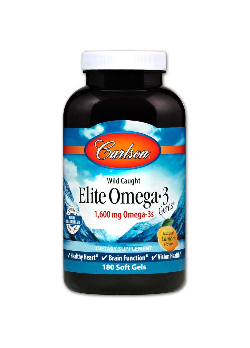Рыбий жир Elite Omega-3 Лимон 1600 мг 180 капсул Carlson Labs (260008330)