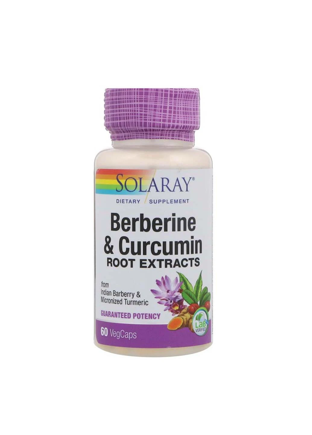 Берберин та куркумін Berberine Curcumin екстракти коренів 60 вегетаріанських капсул Solaray (260008276)