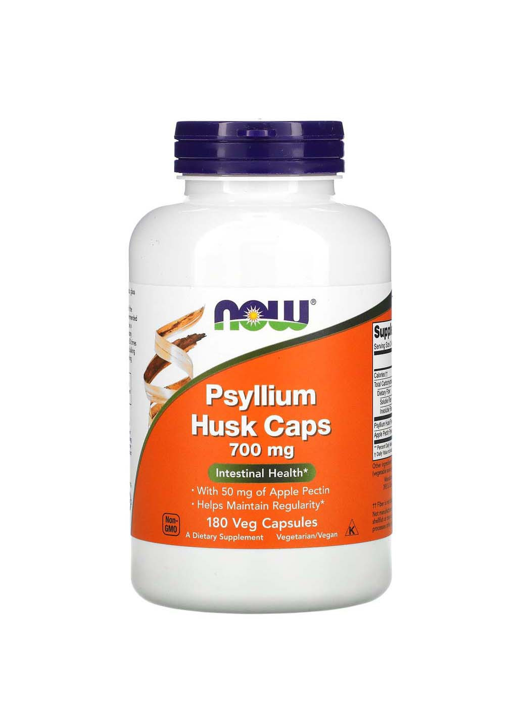 Подорожник из шелухи в капсулах Psyllium Husk 700 мг 180 вегетарианских капсул Now Foods (260008242)