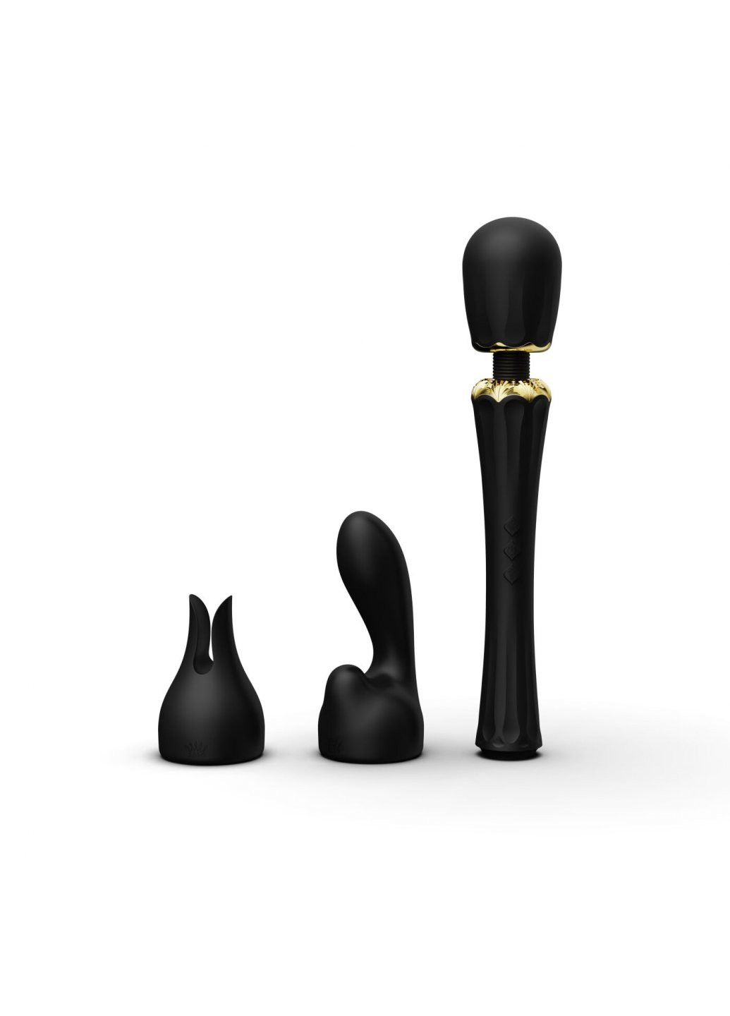 Вибромассажер с насадками — Kyro Wand Obsidian Black Zalo (259968852)