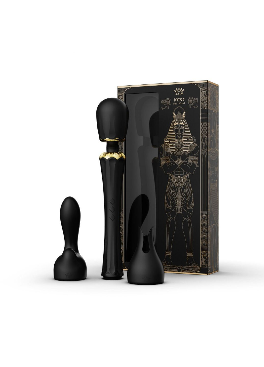 Вибромассажер с насадками — Kyro Wand Obsidian Black Zalo (259968852)