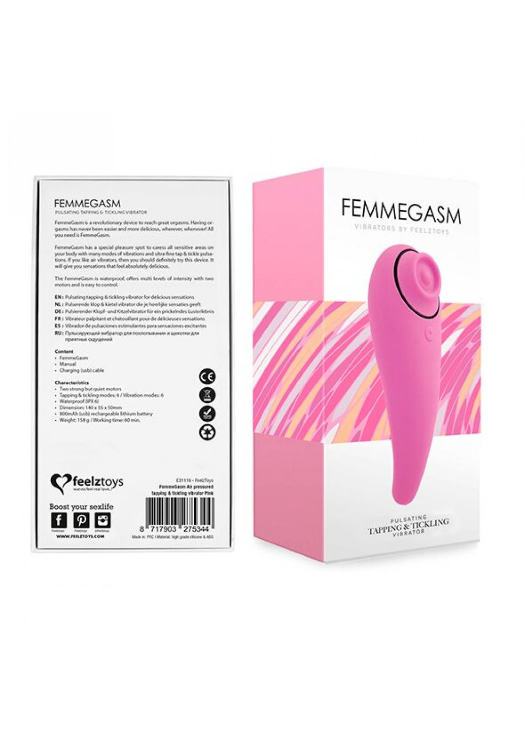 Пульсатор для клітора плюс вібратор - FemmeGasm Tapping & Tickling Vibrator Pink FeelzToys (259968735)