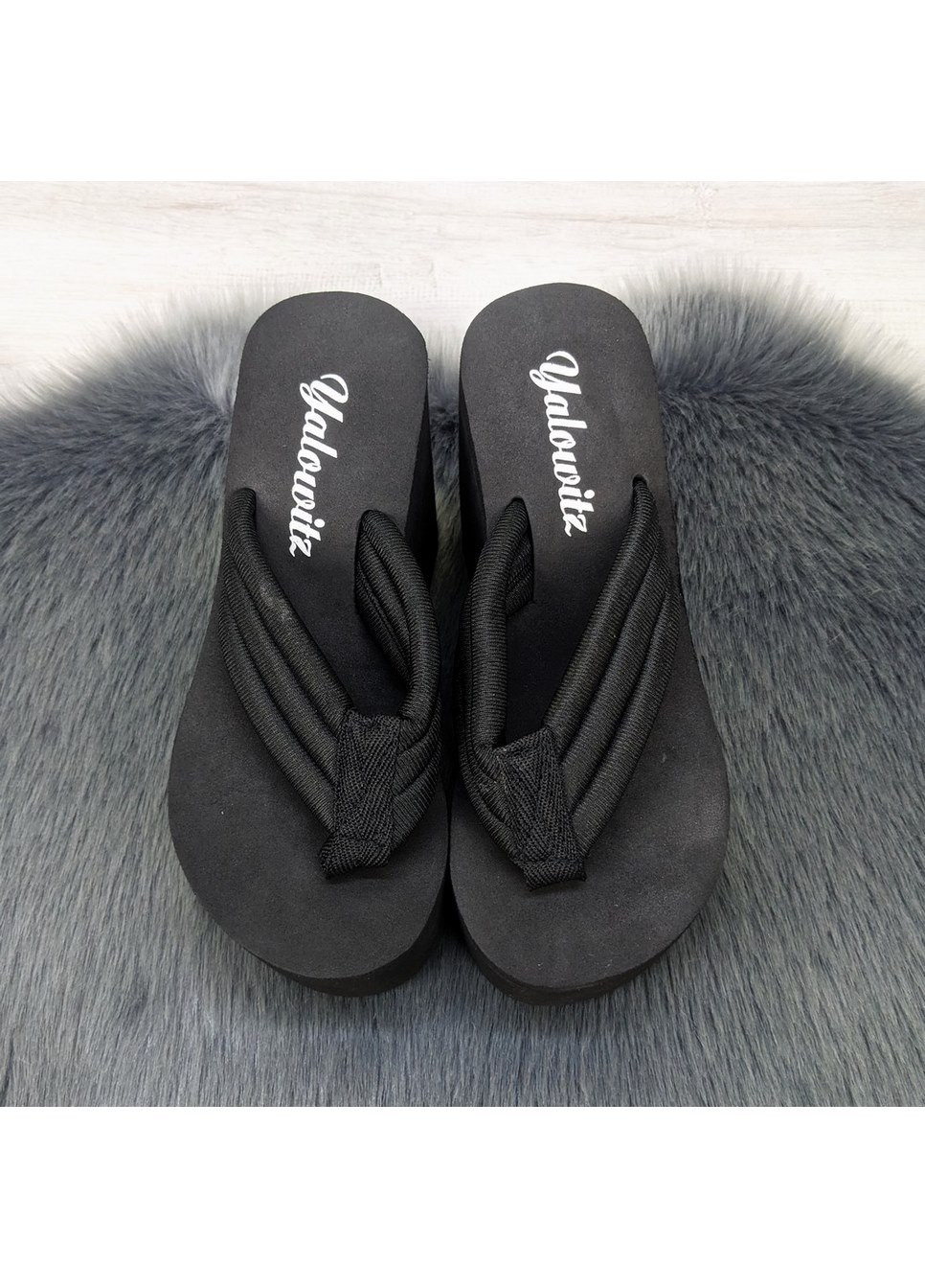 Черные повседневные вьетнамки женские мягкие на высокой платформе Fashion