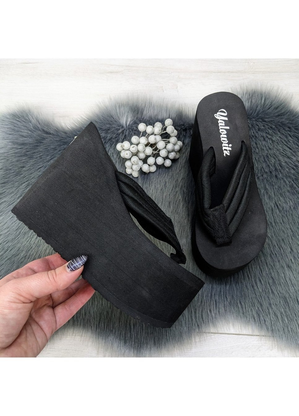 Черные повседневные вьетнамки женские мягкие на высокой платформе Fashion