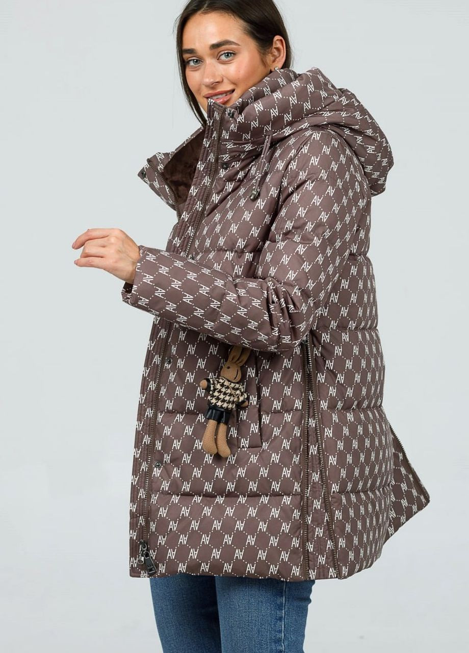 Коричневая демисезонная пуховик-парка молодежная duvetti Lora