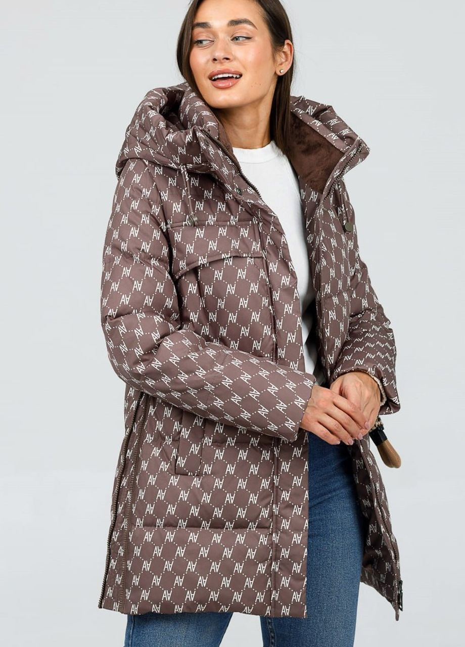 Коричневая демисезонная пуховик-парка молодежная duvetti Lora