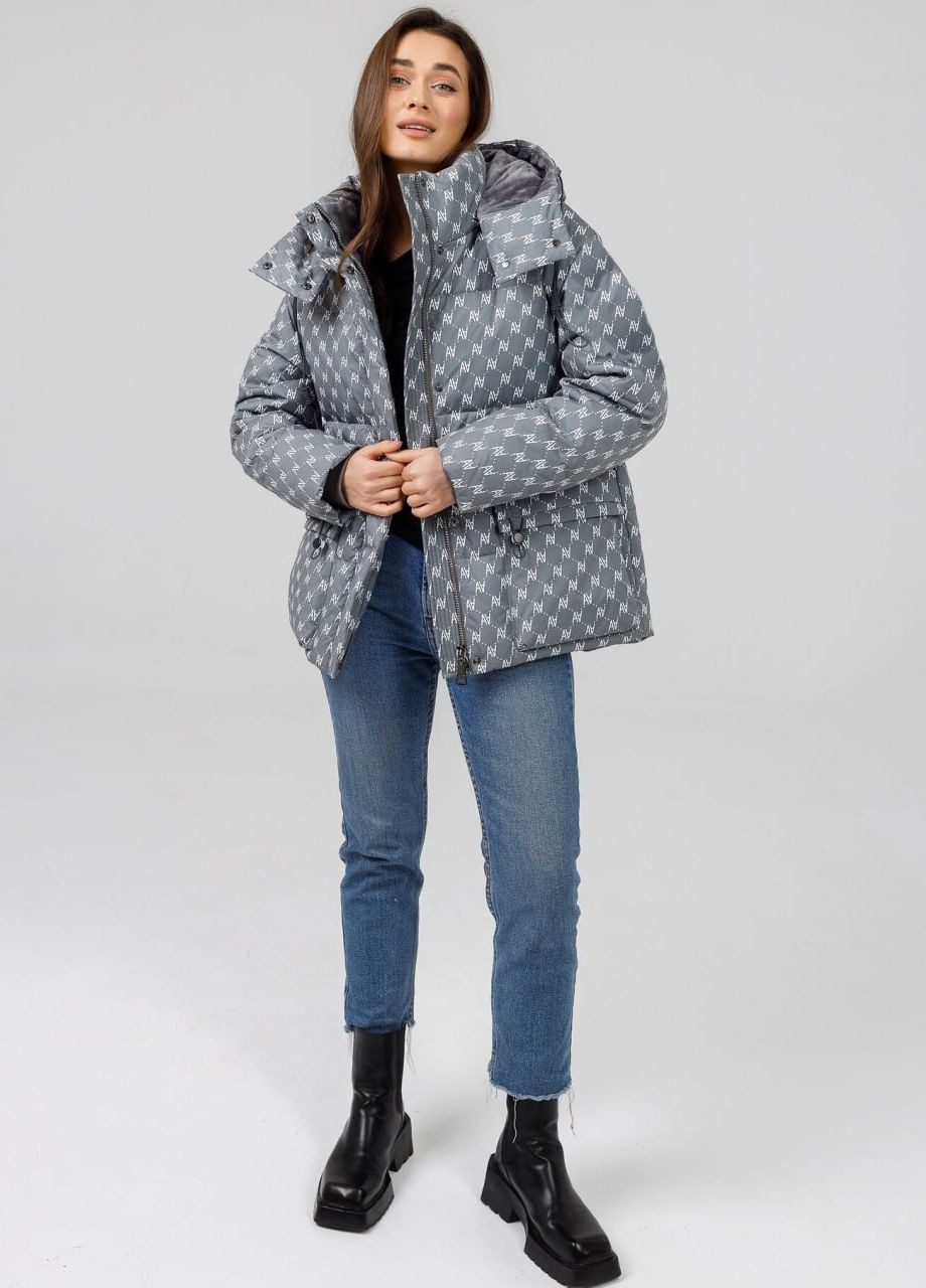 Серая демисезонная куртка-пуховик автоледи duvetti Lora