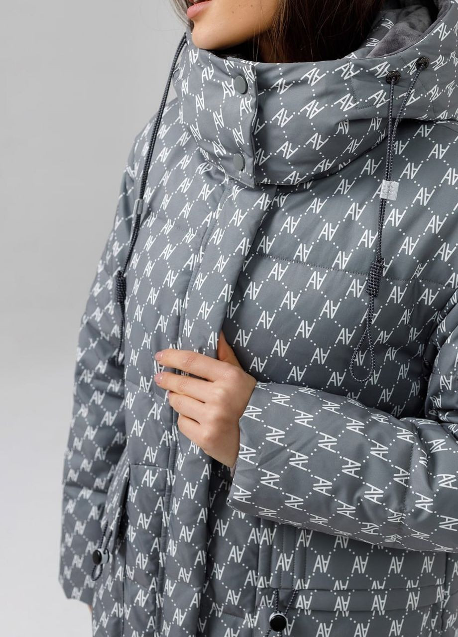 Серая демисезонная куртка-пуховик автоледи duvetti Lora
