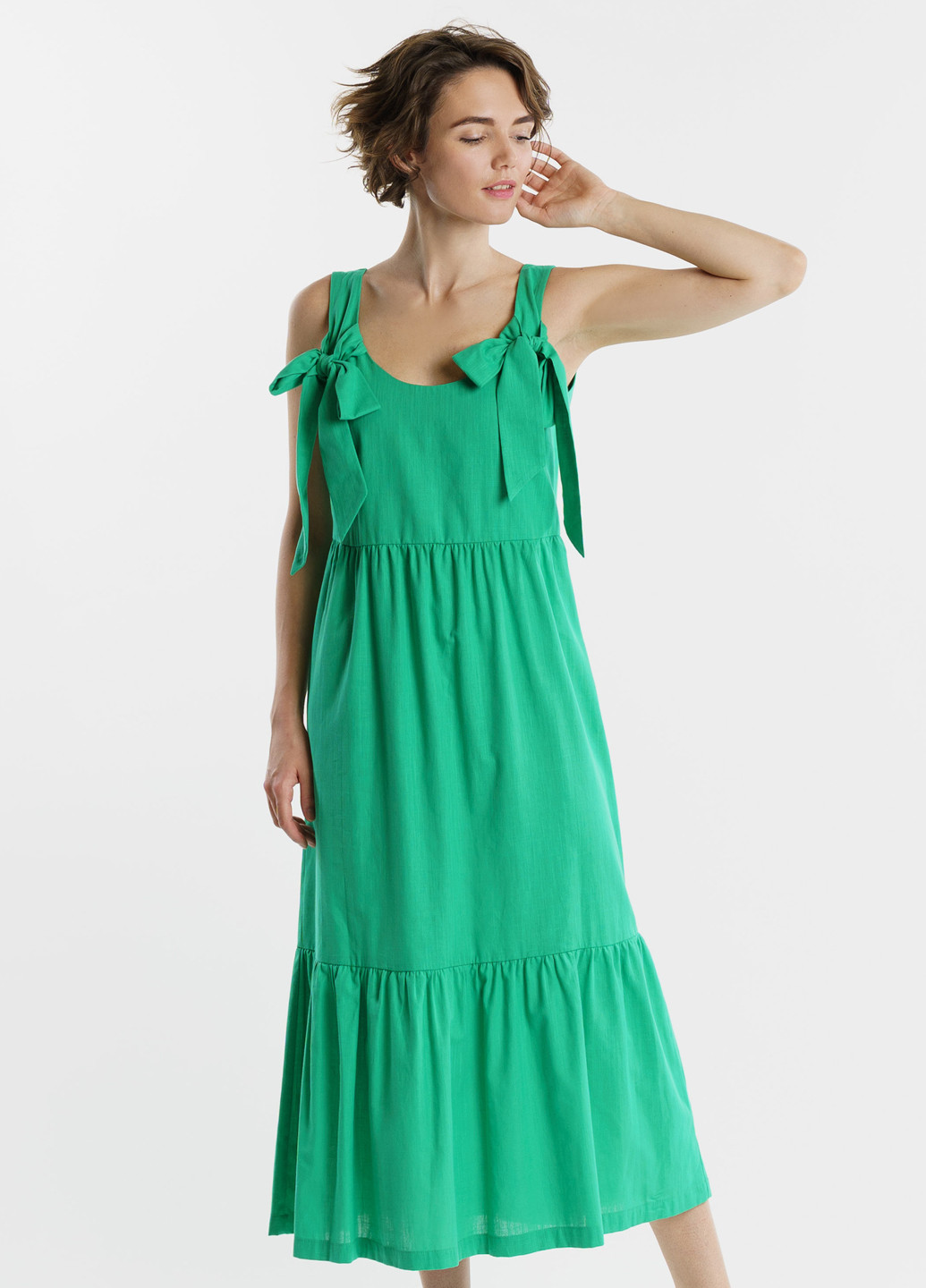 Зеленое кэжуал платье Arber однотонное