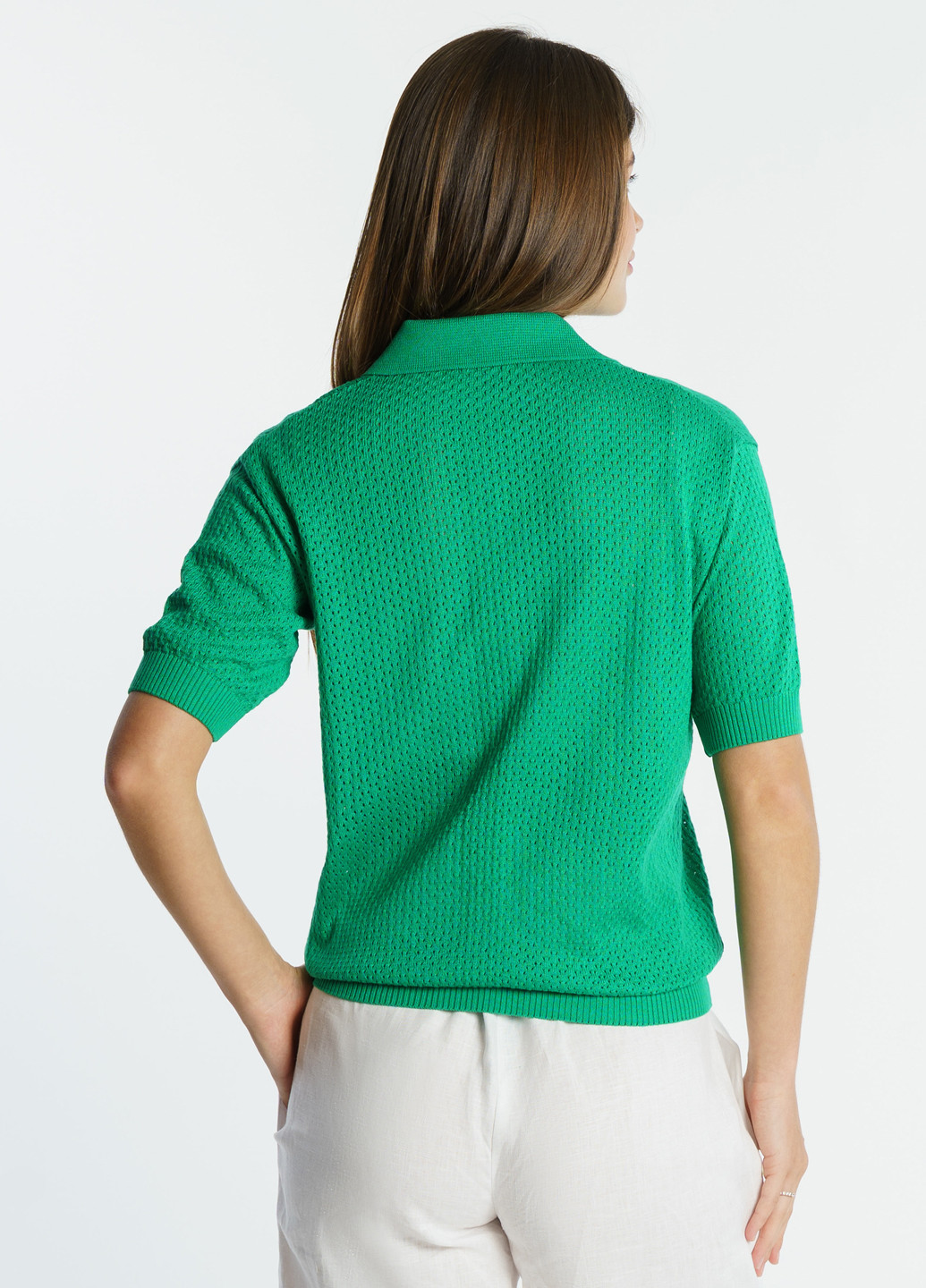 Зеленая женская футболка-поло женское Arber однотонная