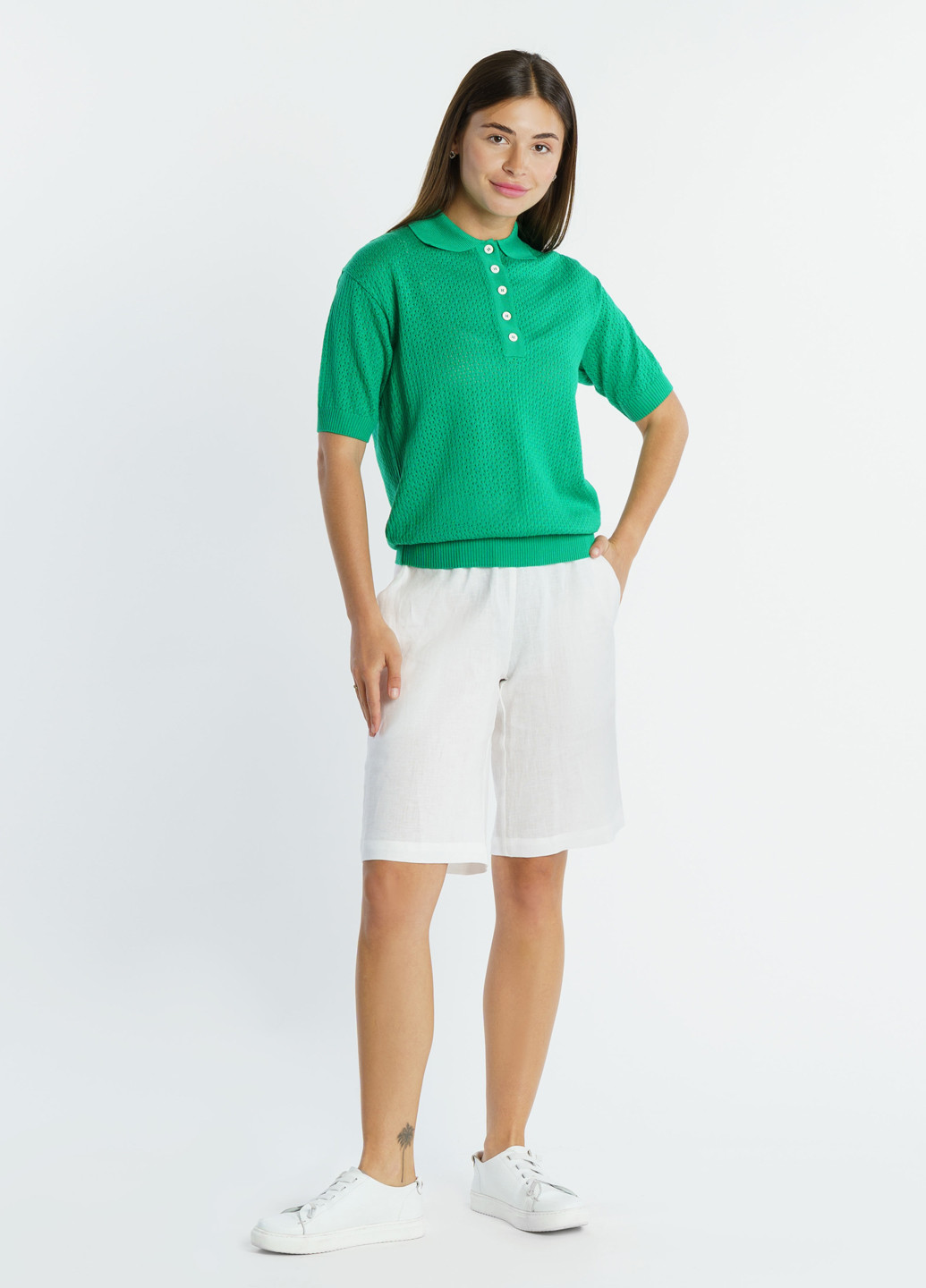 Зеленая женская футболка-поло женское Arber однотонная