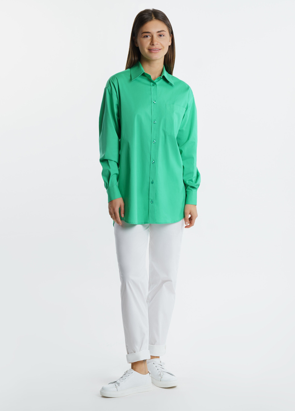 Зеленая кэжуал рубашка однотонная Arber