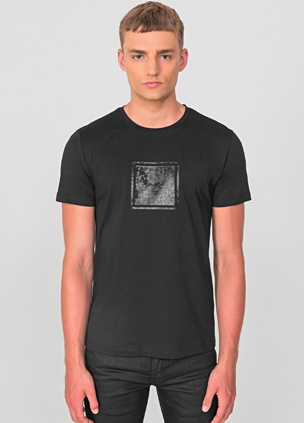 Черная мужская черная футболка с коротким рукавом Antony Morato