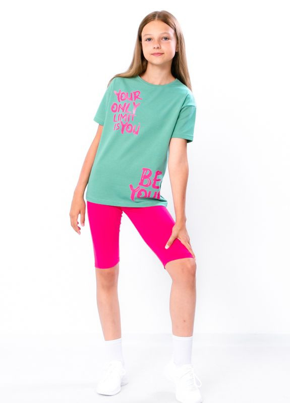 М'ятний літній комплект для дівчинки (футболка+велосипедки) мята носи своє (6337-057-33-v2) з шортами Носи своє