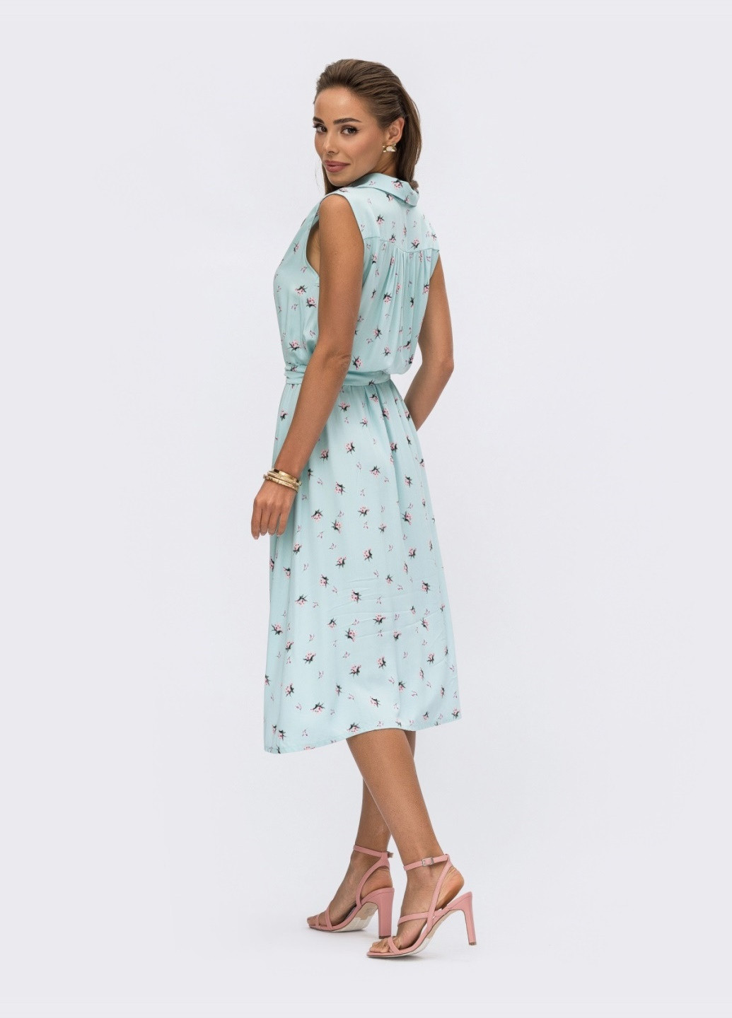 М'ятна плаття - сорочка м'ятного кольору в квітковий принт Dressa