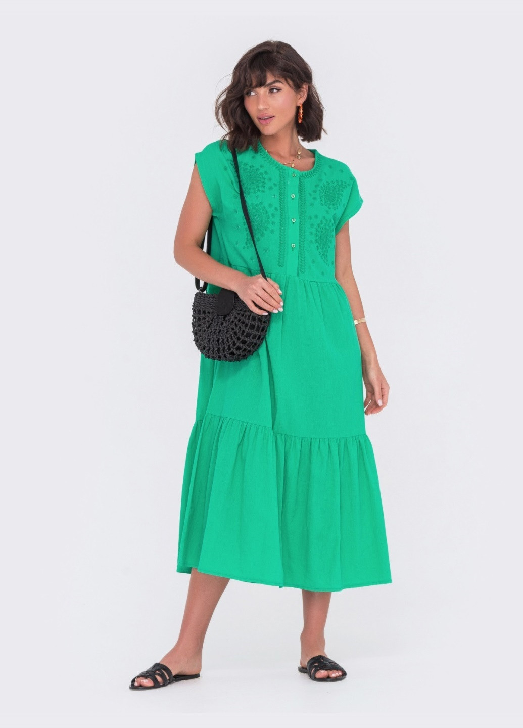 Зеленое платье зеленого цвета а-силуэта Dressa