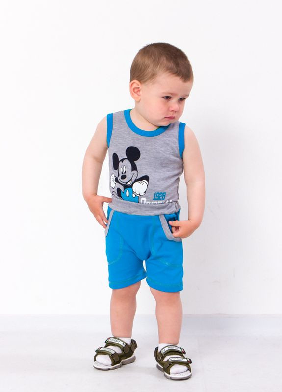 Бирюзовый летний комплект ясельний для хлопчика (боді+шорти) бірюзовий (5049-015-33-v6) No Brand