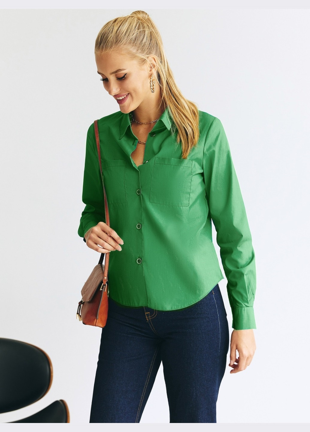 сорочка з накладними кишенями зелена Dressa (260026712)